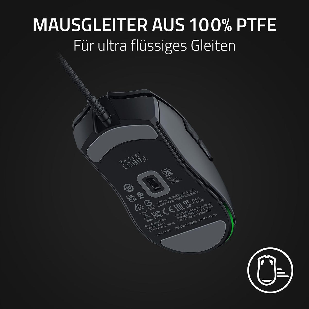 Razer Cobra - Leichte Kabelgebundene Gaming-Maus Mit Chroma RGB (Federleichte 57 G, Optische Maus-Switches Der 3. Gen, Chroma-Beleuchtung Mit Unterbodenbeleuchtung, Präzise Sensor-Anpassungen) Schwarz