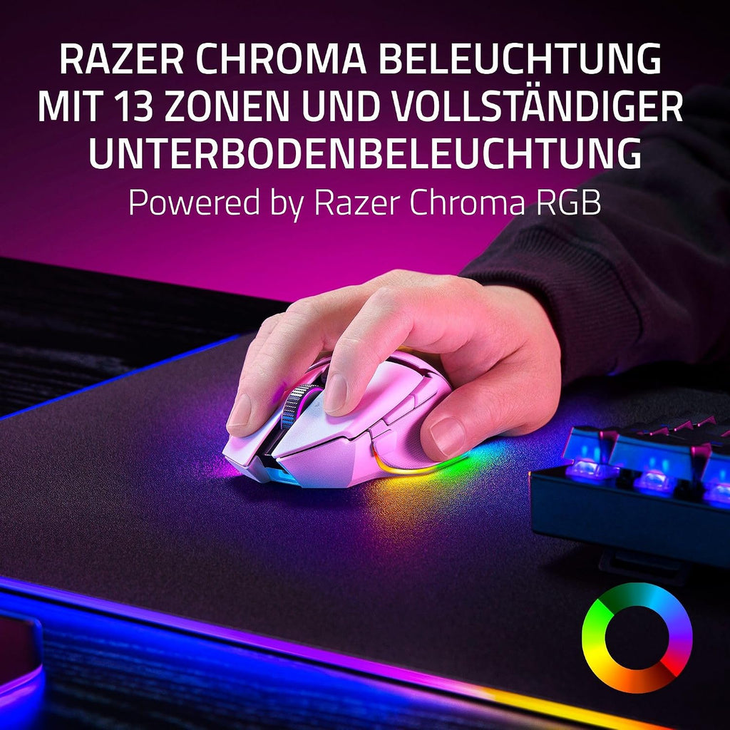 Razer Basilisk V3 Pro - Anpassbare Kabellose Gaming-Maus Hyperscroll Tilt Wheel - Focus Pro 30K Optischer Sensor - 13-Zonen Chroma-Beleuchtung - 10+1 Programmierbare Tasten - Pc/Mac | Weiß