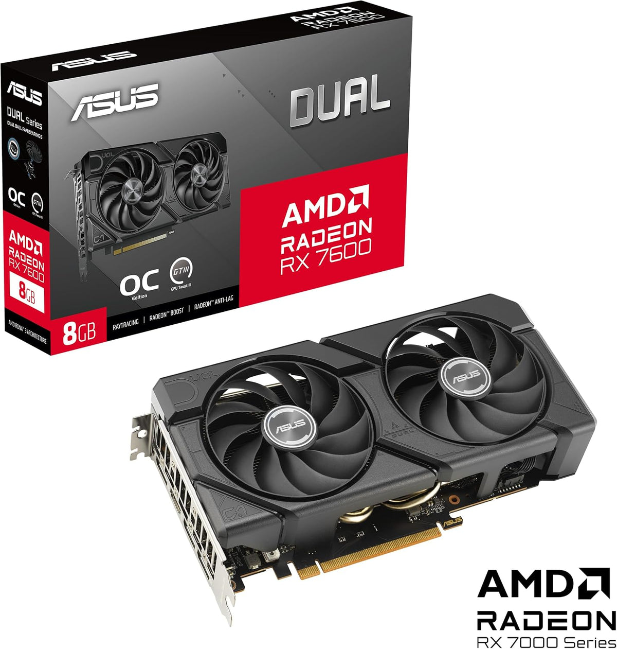 ASUS Dual Radeon RX 7600 EVO OC Edition 8GB GDDR6 Gaming Grafikkarte