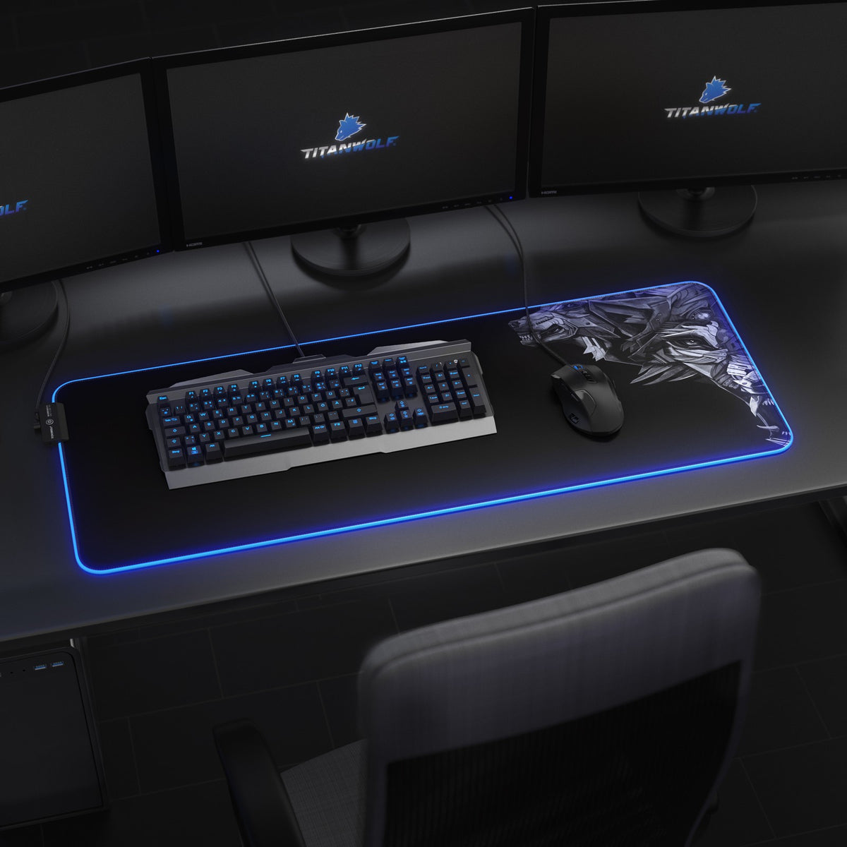 Titanwolf Lightning RGB Gaming Mauspad 800 X 300 X 4Mm Xl-Formal LED Multi Color