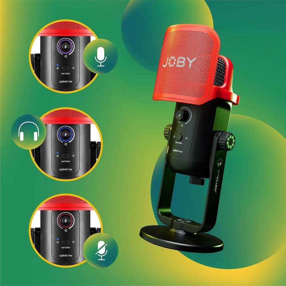 JOBY Wavo POD Usb-Kondensatormikrofon Für PC, Streaming USB Mikrofon, Gaming Podcasts, Mit Stummschaltung, Verstärkungsregelung, Live-Überwachung, Plug-And-Play Für PC Und Mac