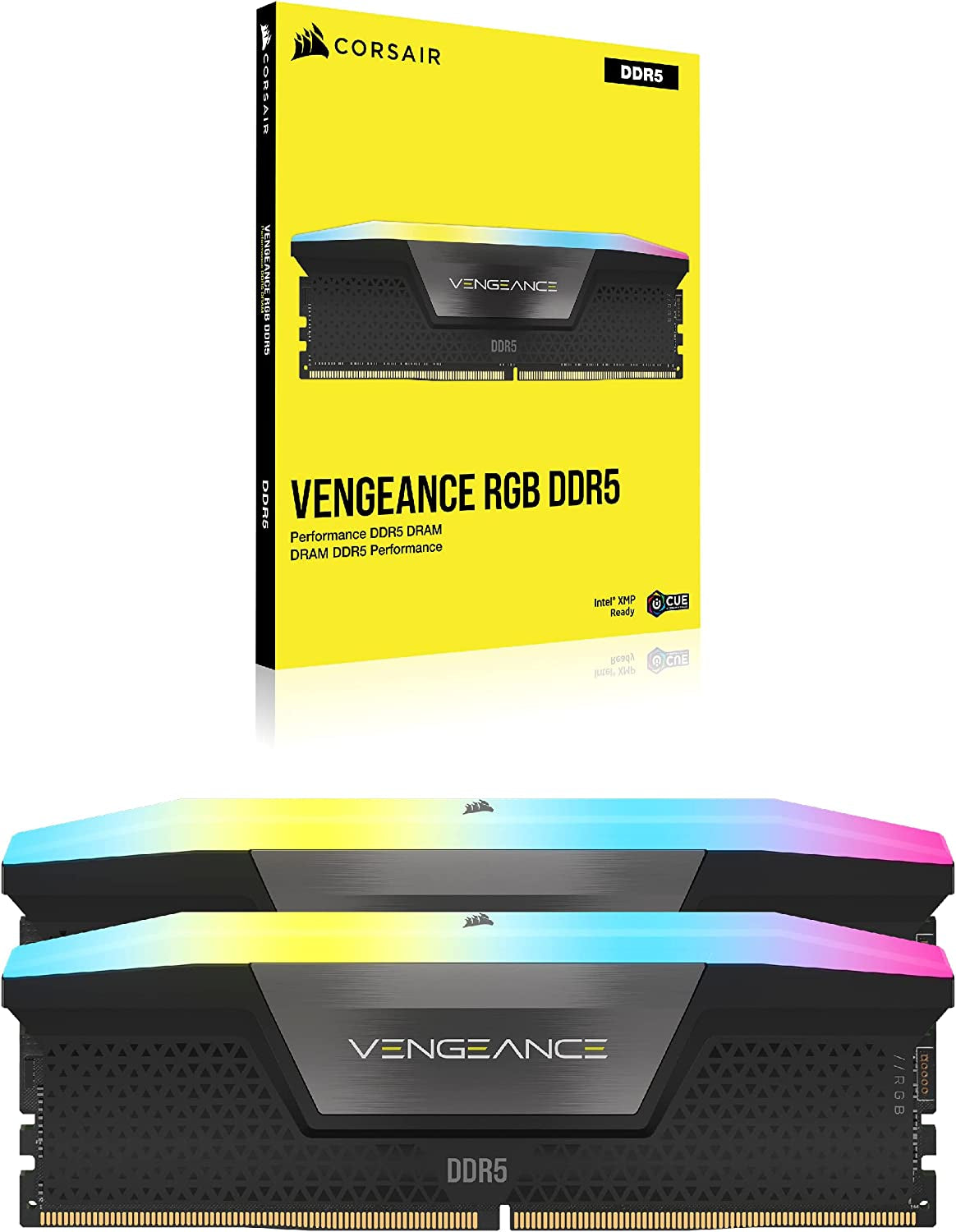 CORSAIR VENGEANCE RGB DDR5 RAM 32GB (2X16Gb) Bis Zu 6000Mhz CL36 Intel XMP 3.0 Desktop-Arbeitsspeicher – Schwarz (CMH32GX5M2E6000C36)