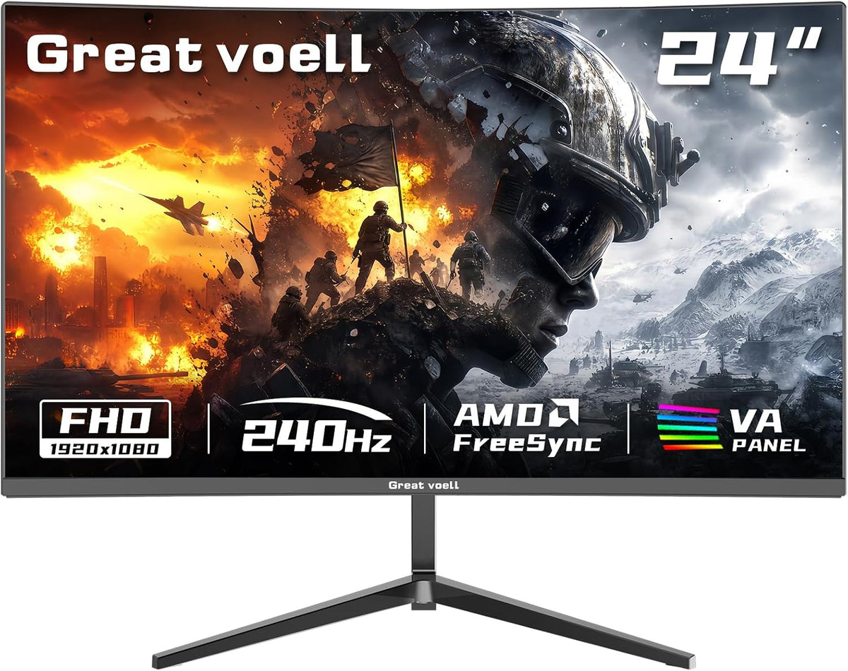 Great Voell 24 240Hz Zoll Curved Gaming Monitor, FHD 1920X 1080P