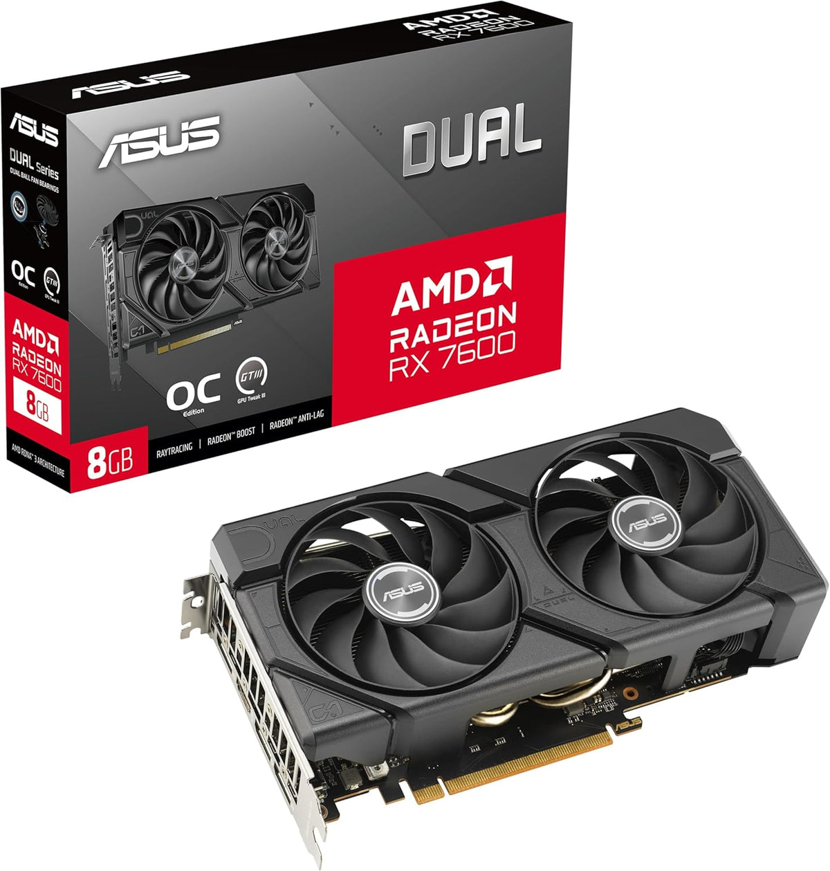 ASUS Dual Radeon RX 7600 EVO OC Edition 8GB GDDR6 Gaming Grafikkarte
