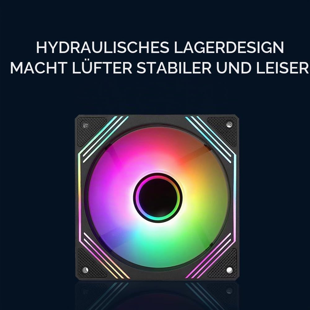 TZMRIT 140Mm RGB Lüfter,5V 3PIN ARGB 4PIN PWM Lüfter (Schwarz Reverse Flow)