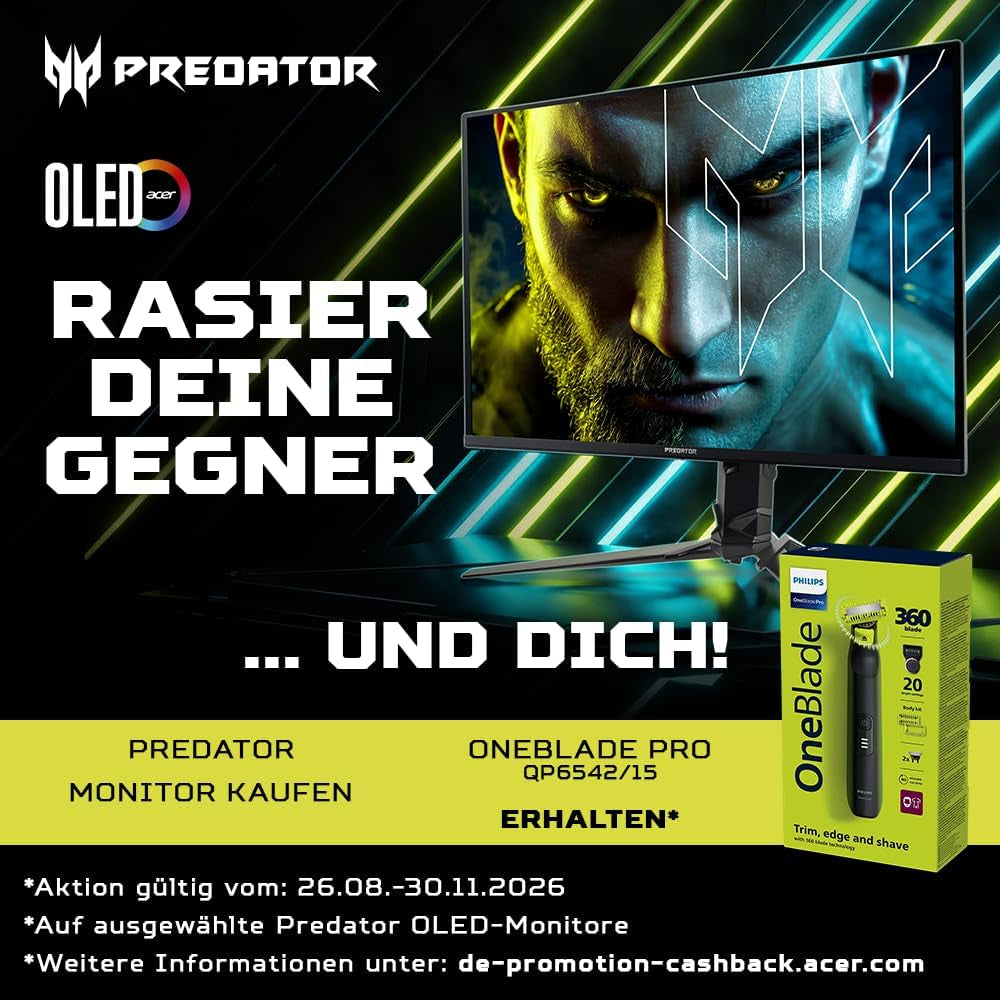 Acer Predator X27UW3 OLED Gaming Monitor 27 Zoll (67,3 Cm), WQHD, 240Hz