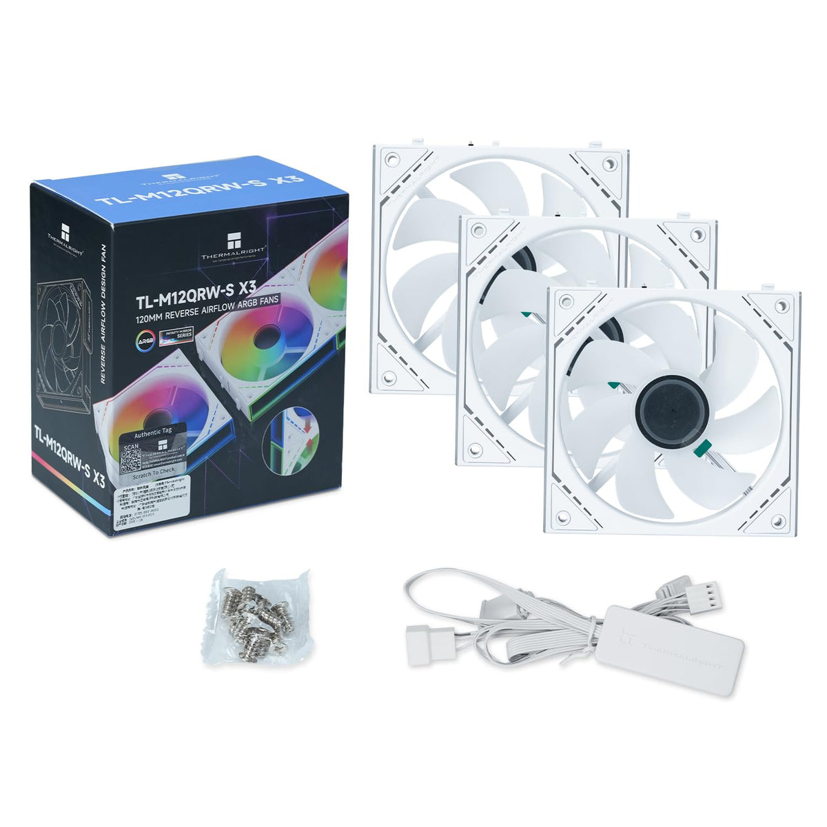 Thermalright TL-M12QRW-S X3 120Mm Reverse ARGB PWM Lüfter Weiß, 3Er-Pack