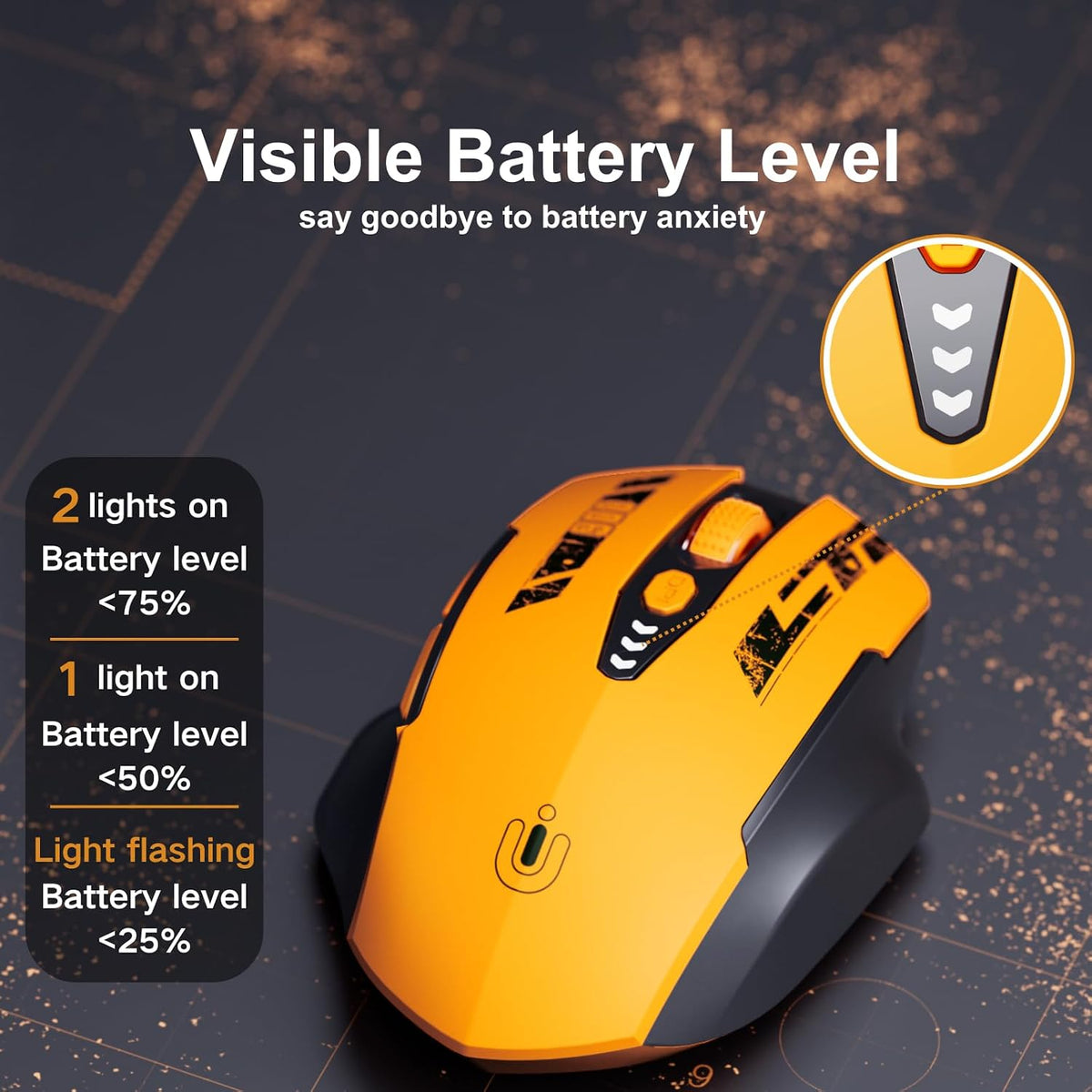 Uineer Kabellose Maus, 2,4 Ghz Usb-Funkmaus, Batteriestandsanzeige