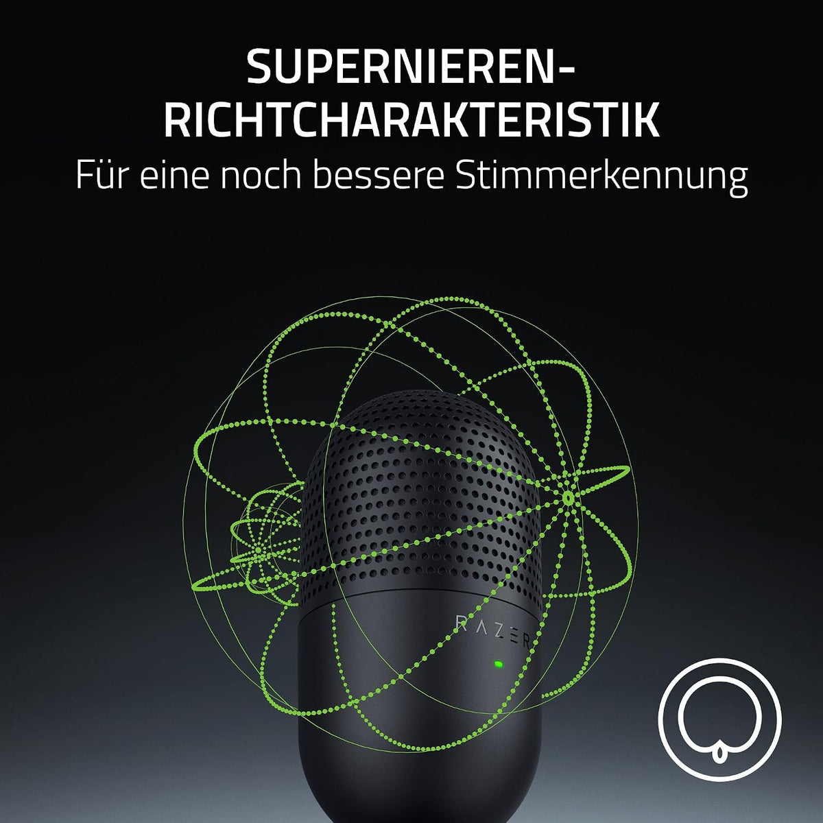 Razer Seiren V3 Mini - Ultrakompaktes Usb-Mikrofon (14Mm Supernieren Kondensatormikrofon, Tap-To-Mute-Sensor Mit Led-Anzeige, Integrierter Stoßdämpfer, Plug-And-Play Design) Schwarz