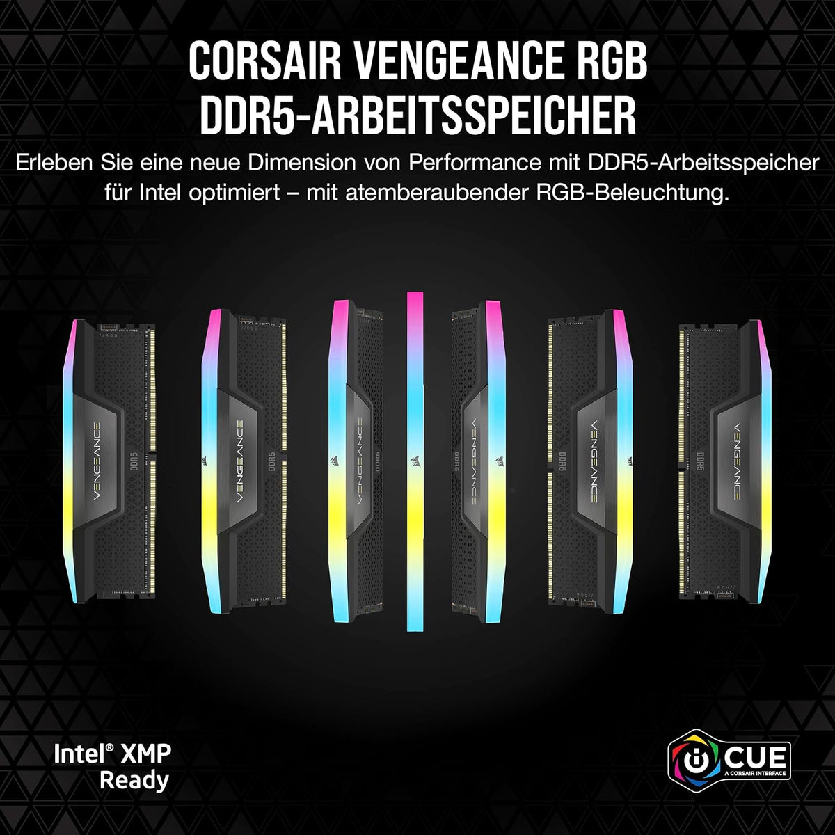 CORSAIR VENGEANCE RGB DDR5 RAM 32GB (2X16Gb) Bis Zu 6000Mhz CL36 Intel XMP 3.0 Desktop-Arbeitsspeicher – Schwarz (CMH32GX5M2E6000C36)
