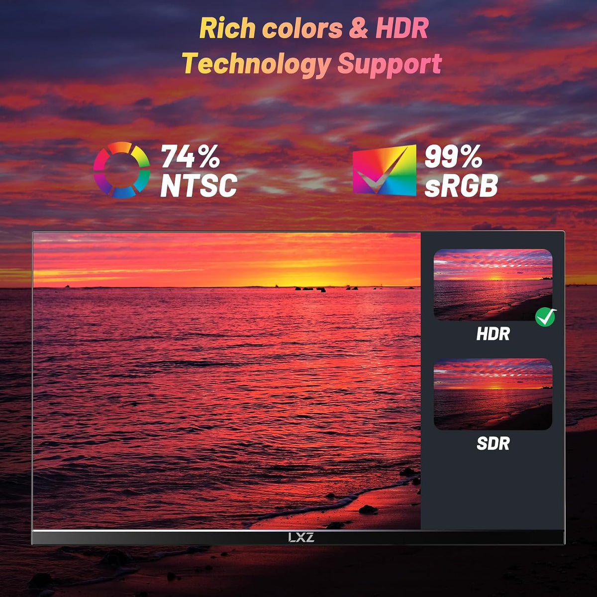 LXZ 24.5 Zoll Gaming Monitor 200Hz, FHD 1920X1080 PC Bildschirm, Ips-Panel 1Ms, Integrierte Lautsprecher, DP/HDMI, Eye Care, Wall Mount Compatible