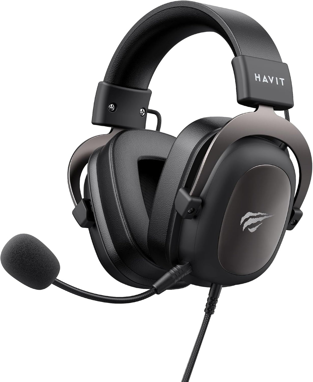 Havit Gaming Headset Mit Mikrofon - Gaming Kopfhörer [3,5Mm Klinke Für PC, Xbox Und Playstation] - Gamer Kopfhörer over Ear [Mit Noise Cancelling] - Metallic Schwarz