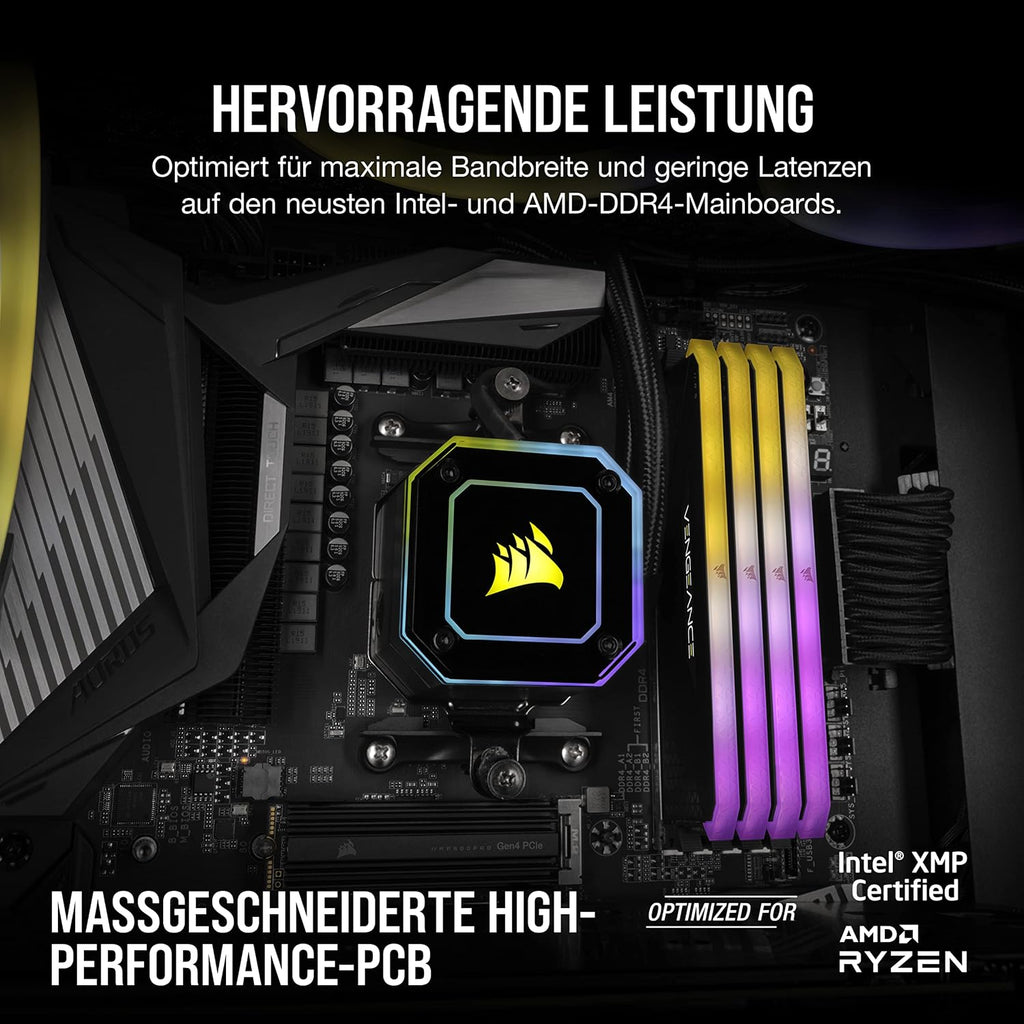 Corsair Vengeance RGB RS 16 GB (2 X 8 GB) DDR4 Bis Zu 3200Mhz C16 Arbeitsspeicher (Dynamische Rgb-Beleuchtung, Kompatibilität Mit Intel & AMD 300/400/500 Series) Schwarz