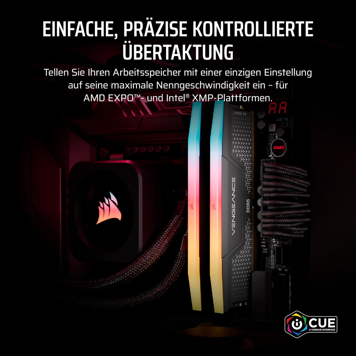 CORSAIR Vengeance RGB RS DDR5 16GB (2 X 8GB) Bis Zu 6000Mhz AMD Intel RAM