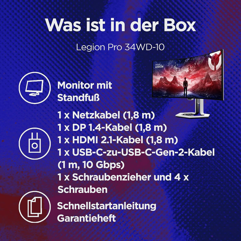 Lenovo Legion Pro 34Wd-10 | 34" WQHD OLED Gaming Monitor | 240 Hz | 0.03Ms