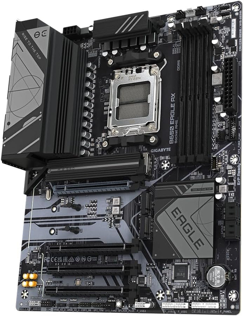 GIGABYTE B650 Eagle AX Mainboard - AMD Ryzen 9000Er-Serie, 12+2+2 Phasen VRM, Bis Zu 7600 Mhz DDR5 (OC), 1Xpcie 5.0 + 2Xpcie 4.0 M.2, Gbe LAN, Wifi 6E, USB 3.2 Gen 2