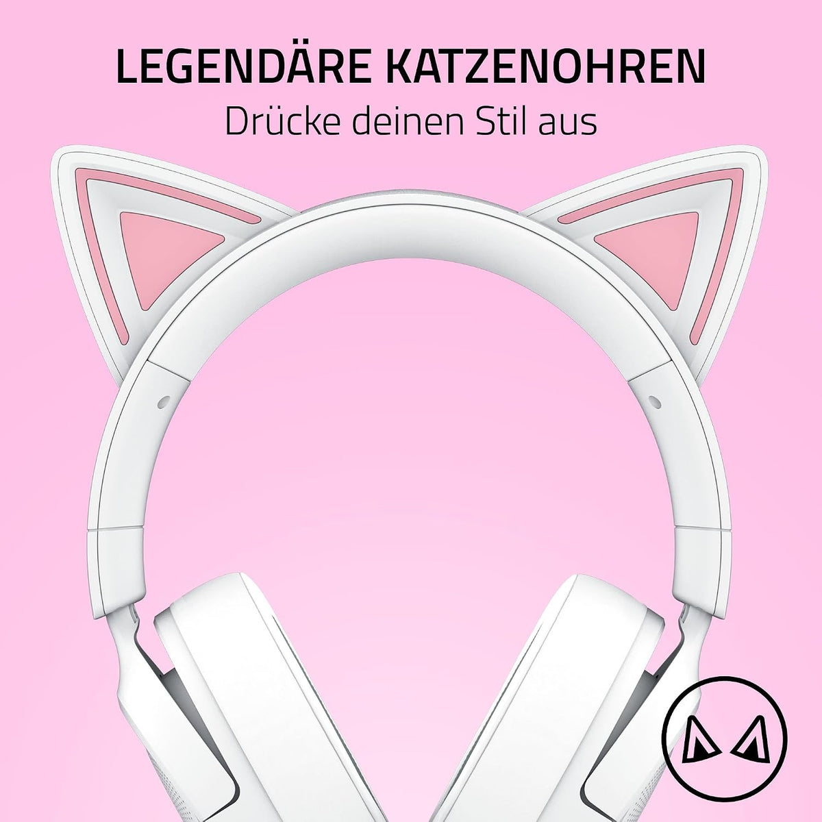 Razer Kraken Kitty V3 X - Kabelgebundenes Kitty-Headset Für Gaming - Kultige Kitty-Ohren - 270G Leicht - Hyperclear Kardioid Mikrofon - Triforce 40Mm Treiber - 3,5Mm Klinkenstecker | Weiß