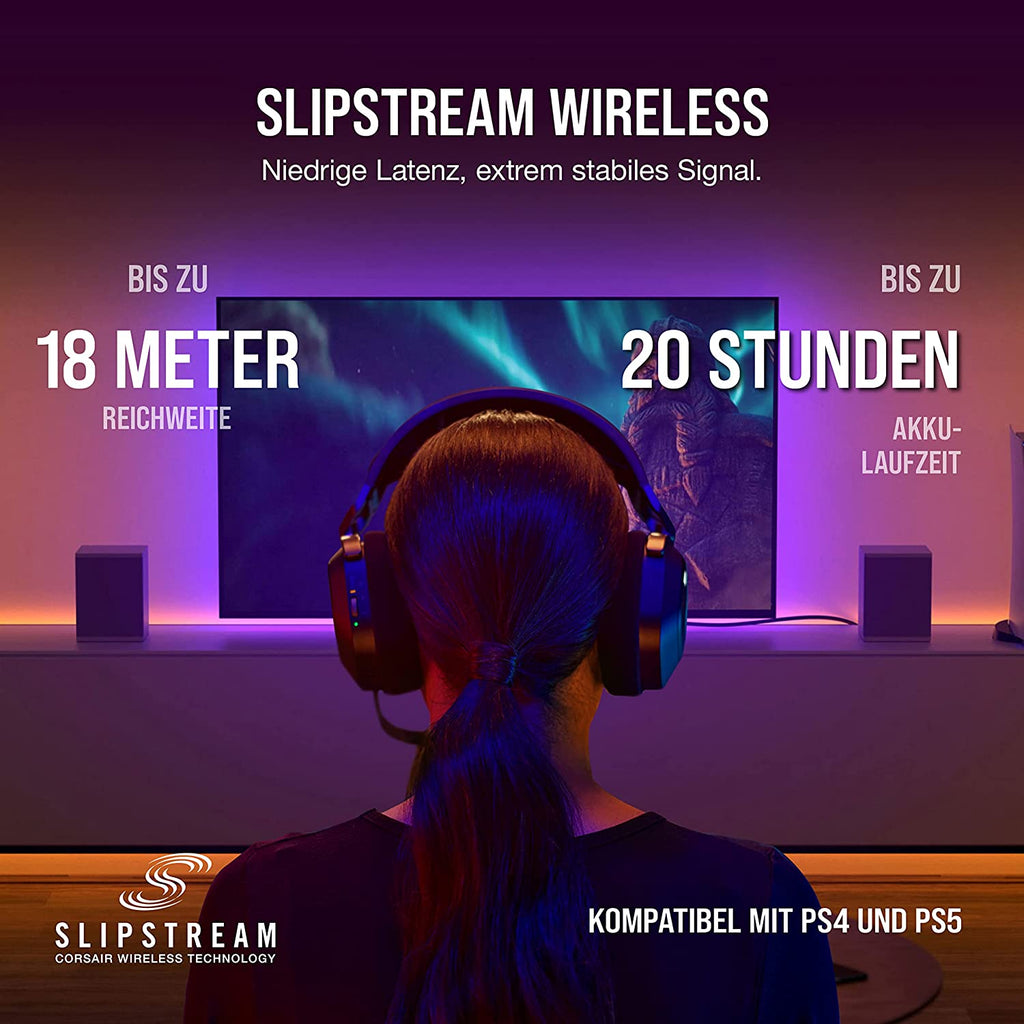 CORSAIR HS80 RGB WIRELESS Gaming Headset – Schwarz