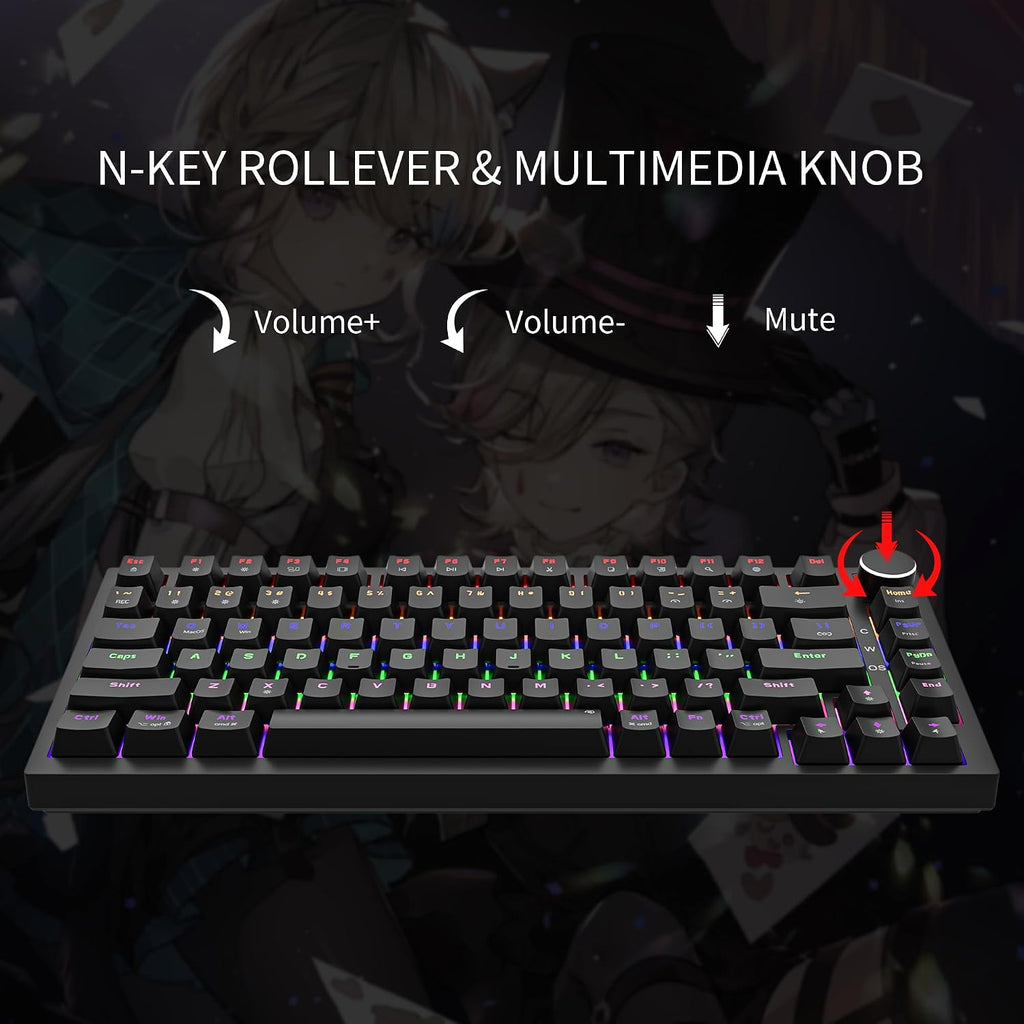 GM326 Gaming Tastatur,Mechanische Tastatur,Kabel,75 Prozent,Usb C