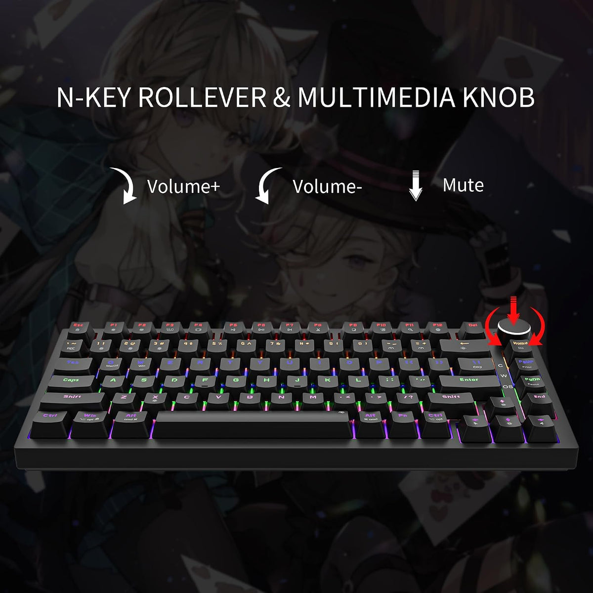 GM326 Gaming Tastatur,Mechanische Tastatur,Kabel,75 Prozent,Usb C