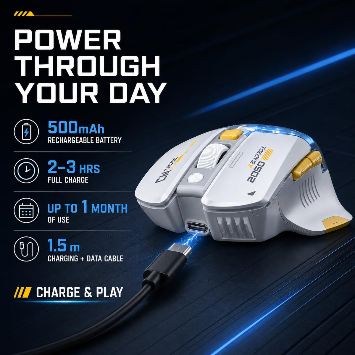 Inphic A9 Explorer V2 Tri‑Modus Kabellose Leise Gaming‑Maus, 12800 DPI
