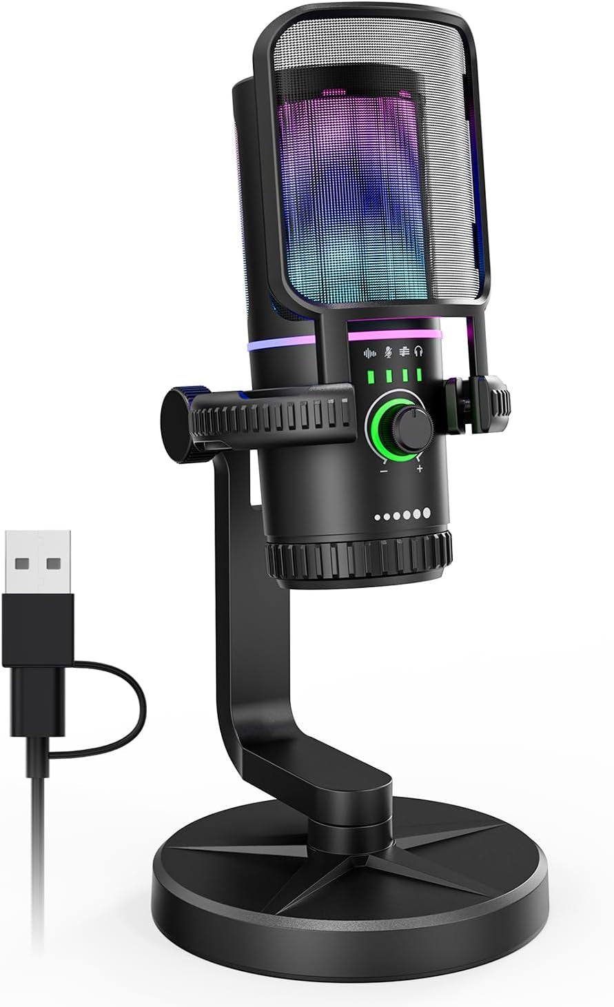 USB Gaming Mikrofon Mit Rauschunterdrückung Und Gain-Steuerung – Mikrofon Für PC, PS4/5, Streaming, Gaming Und Podcasts – Inkl. Pop-Filter, Aufhängung, Schnelle Stummschaltung Und