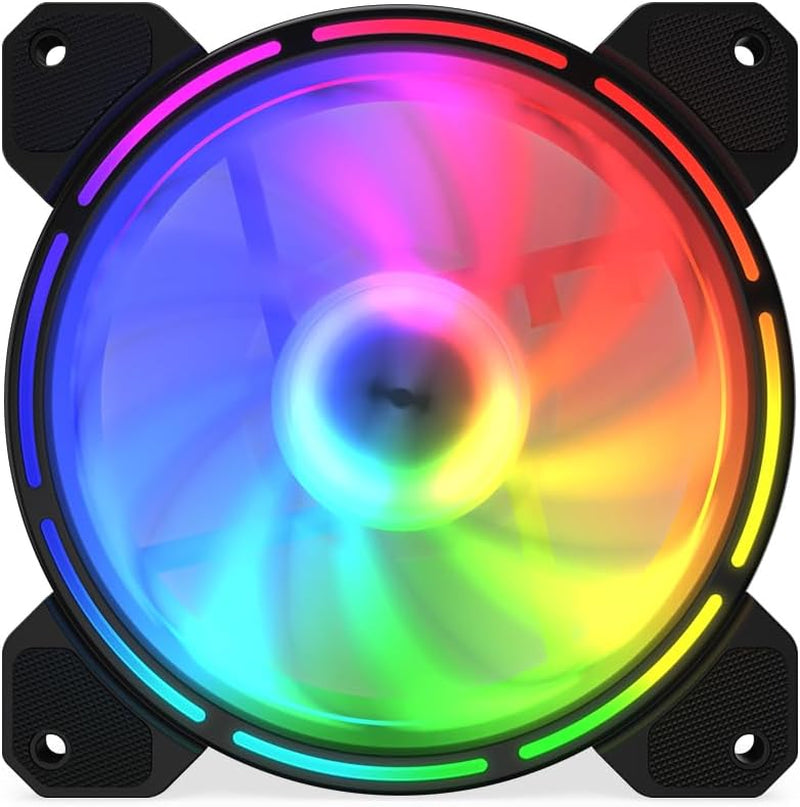 KRUX Lunar ARGB 120 Mm Gehäuselüfter, Adressierbare Rgb-Beleuchtung (16 Leds), 1200 U/Min, Hydraulisches Lager (HBS), Anti-Vibrations-Pads, 3 Pin ARGB & Lüfteranschluss Mit Splitter