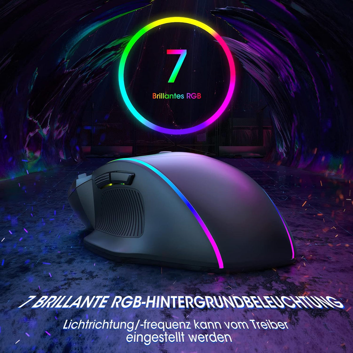 Gaming Maus, Gaming Mouse Mit 8 Programmierbare Tasten Und Einstellbar 8000 DPI, RGB Beleuchtung PC Maus Mit Kabel,Usb-Wired Mouse Mit Feuertaste Ergonomisches Für Mmo,Fps,Moba,Windows,Pc,Mac