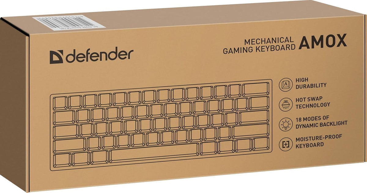 Defender® AMOX GK-585 Ultrakompakte Mechanische Tastatur – 61 Tasten Doppeleinspritzung + Hot Swap Auf OUTEMU Brown-Schaltern + Abnehmbares Typ-C-Kabel, Weiß