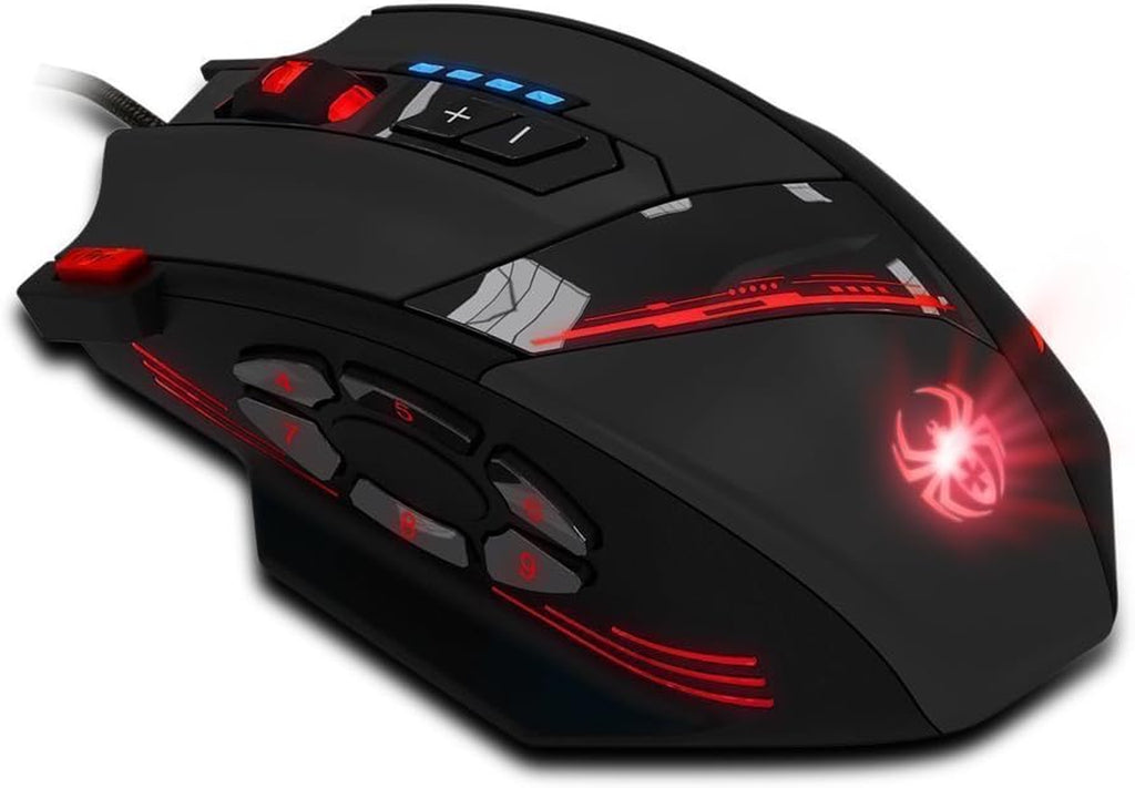 Zelotes Gaming Maus,4000Dpi,12 Programmierbare Tasten,8 Gewichtsblöcke,Ergonomische Design,Rgb Gamer Maus Mit Kabel,Für Pc,Mac,Computer,Laptop,Schwarz