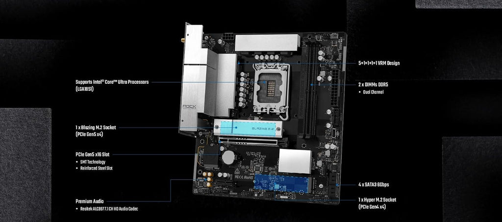 Asrock B860M Rock Wifi Intel B860 Lga 1851 [Socket V1] Micro Atx (B860M Rock Wifi)