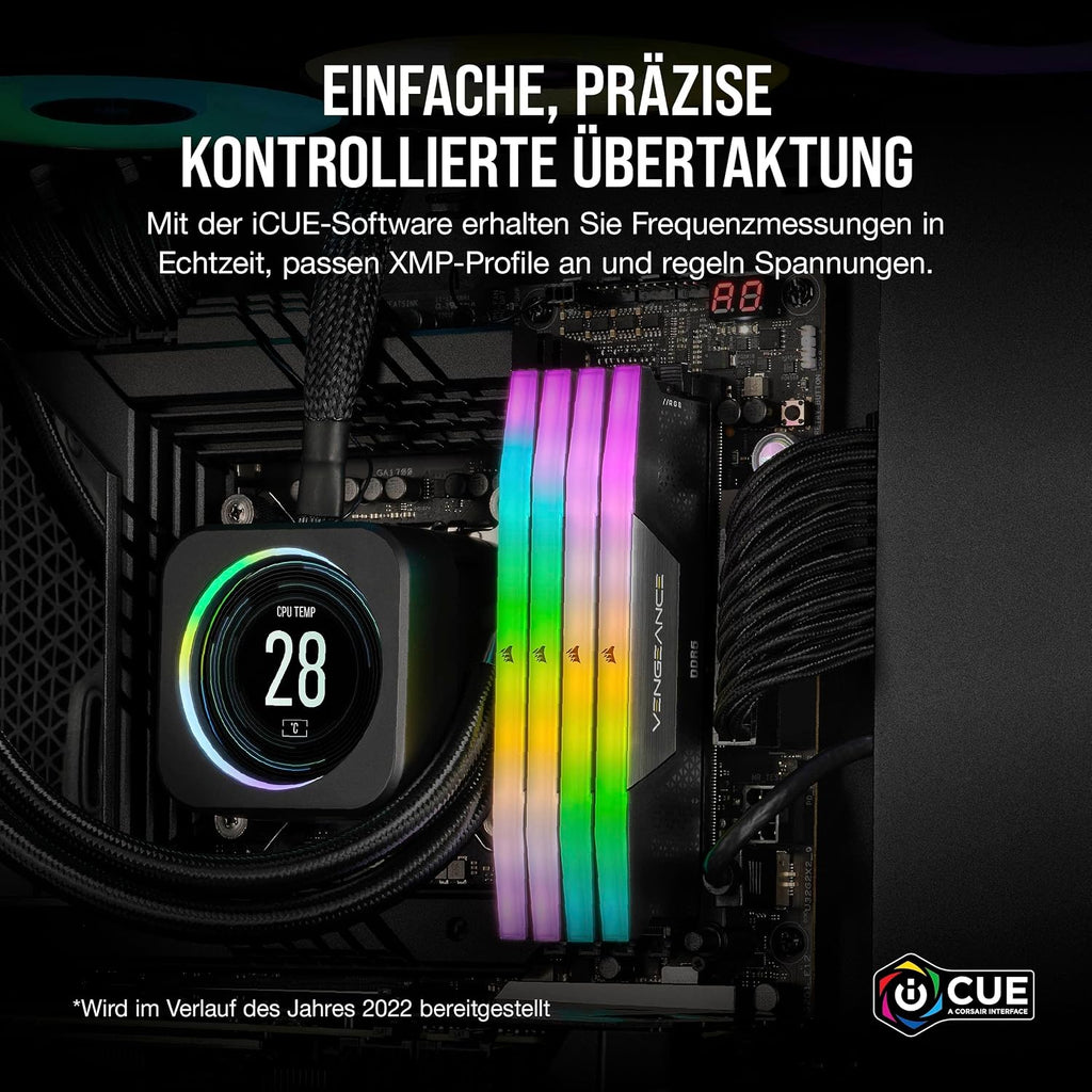 CORSAIR VENGEANCE RGB DDR5 RAM 32GB (2X16Gb) Bis Zu 6000Mhz CL36 Intel XMP 3.0 Desktop-Arbeitsspeicher – Schwarz (CMH32GX5M2E6000C36)