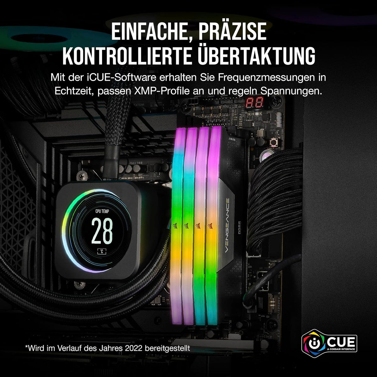 CORSAIR VENGEANCE RGB DDR5 RAM 32GB (2X16Gb) Bis Zu 6000Mhz CL36 Intel XMP 3.0 Desktop-Arbeitsspeicher – Schwarz (CMH32GX5M2E6000C36)