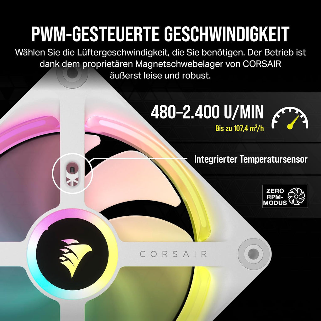 CORSAIR Icue LINK QX120 RGB 120Mm RGB Lüfter - Dreierpack - Weiß
