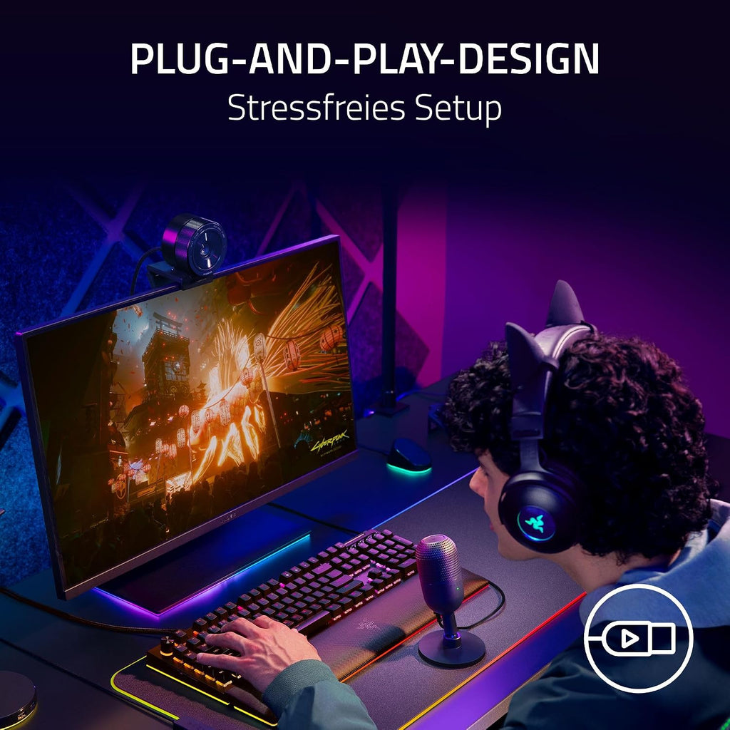 Razer Seiren V3 Mini - Ultrakompaktes Usb-Mikrofon (14Mm Supernieren Kondensatormikrofon, Tap-To-Mute-Sensor Mit Led-Anzeige, Integrierter Stoßdämpfer, Plug-And-Play Design) Schwarz