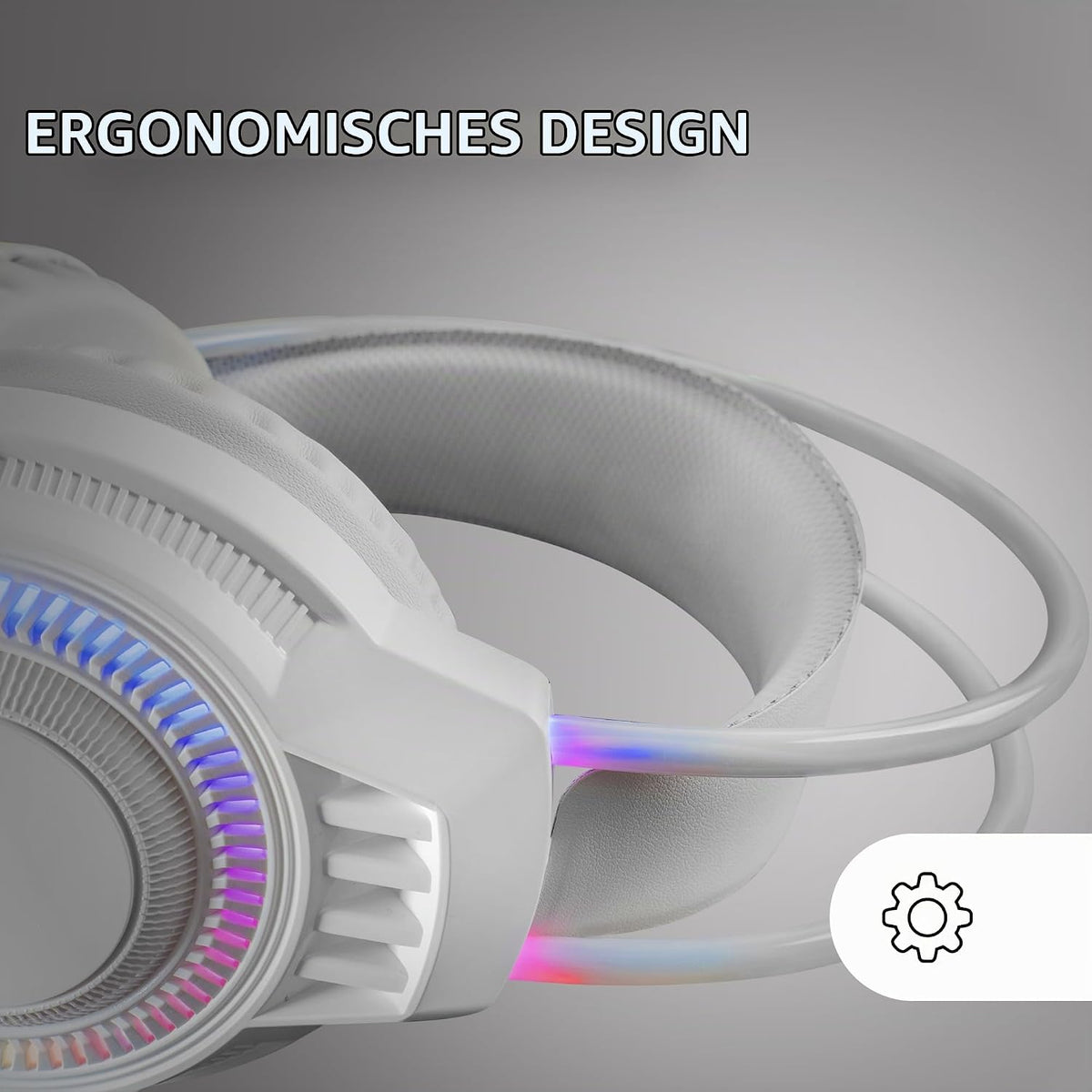 Mars Gaming MH124, Gaming-Kopfhörer FRGB Rainbow, Ergonomisches Design, Flexibles Mikrofon, Lautstärkeregler, Windows, Linux, Mac, PS4, PS5, Xbox One, Xbox Series X|S, Switch, Switch 2, Weiß