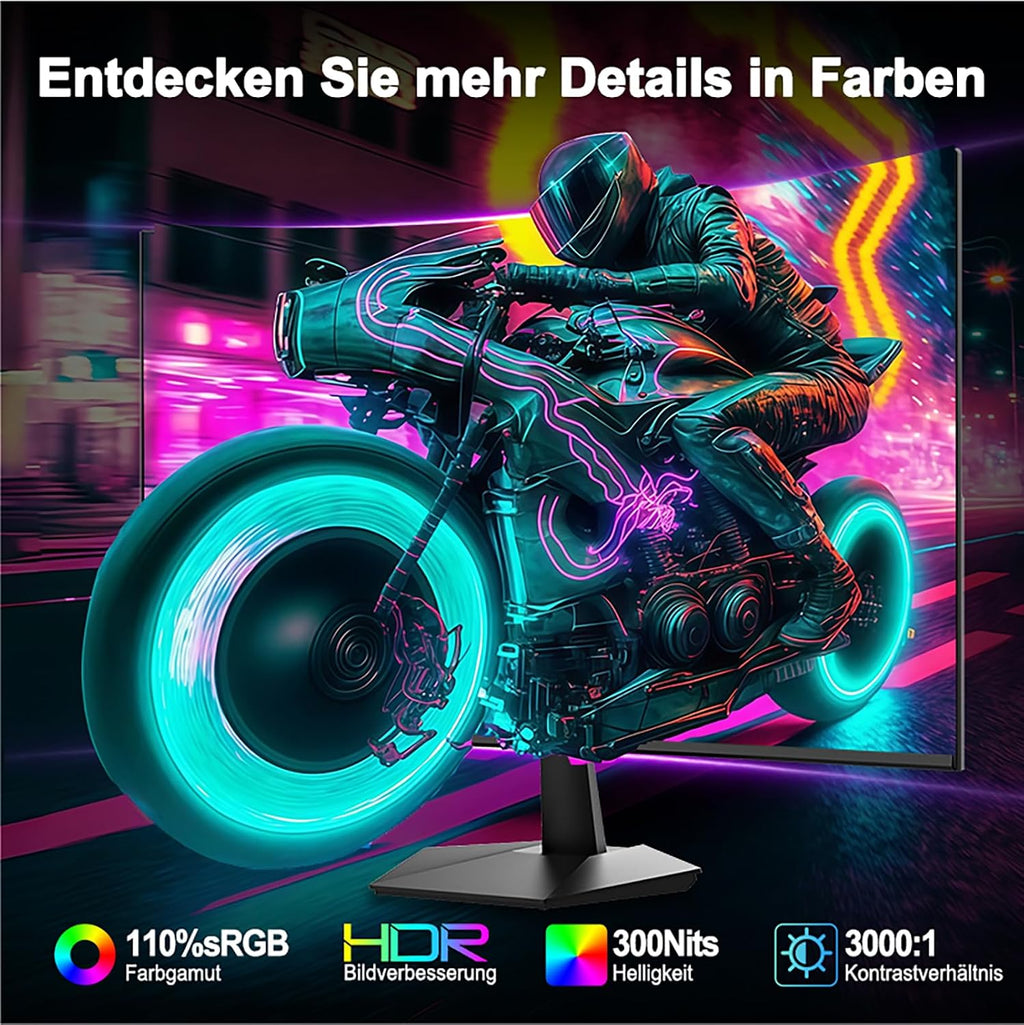 Minifire 27 Zoll Curved Gaming Monitor - 160Hz, Fhd(1920X1080), VA 1500R, 1Ms Gtg, Srgb 110%, HDR, Adapive Sync, Blaulichtfilter, VESA 100 * 100, HDMI 2.0/DP 1.2 Mit Hdmi-Kabel (MFG27C1L)