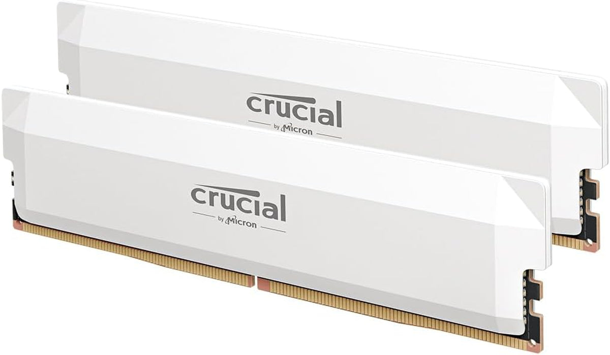 Crucial Pro DDR5 RAM 32GB Kit (2X16Gb) 6000Mhz CL36, Overclocking Gaming, Intel XMP 3.0 / AMD Expo, PC Computer Arbeitsspeicher, Weiß - CP2K16G60C36U5W