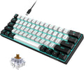 Snpurdiri 60% Kabelgebundene Mechanische Gaming-Tastatur, 61 Anti-Ghosting-Tasten, Blaue Led-Hintergrundbeleuchtung, Ultrakompakte Zwei Ständer(Braune Schalter/Schwarz Weiß)