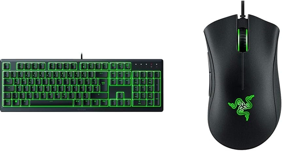 Razer Ornata V3 X - Flache Membran-Tastatur Mit Razer Chroma RGB QWERTZ | De-Layout, Schwarz & Deathadder Essential (2021) - Essentielle Gaming-Maus Mit Optischem 6.400-Dpi-Sensor Schwarz