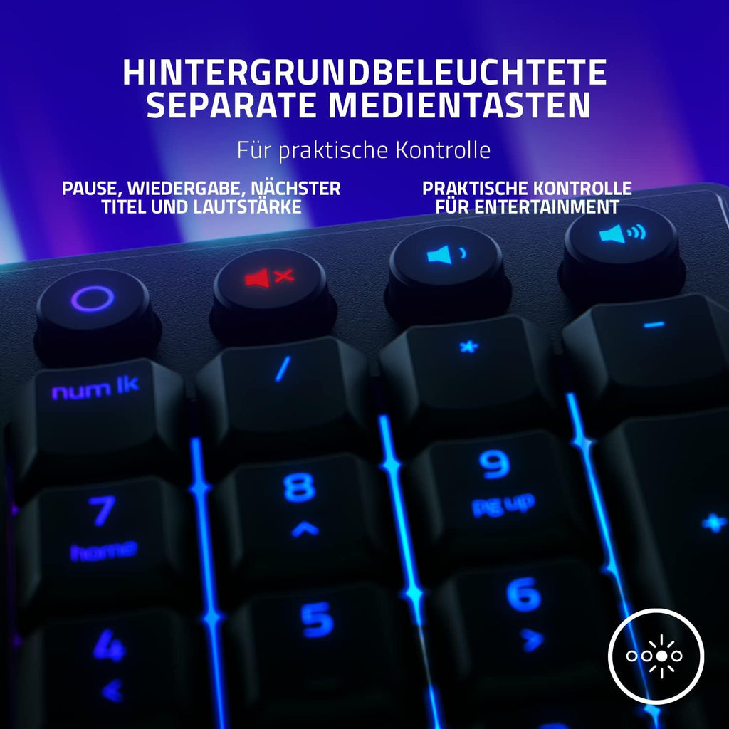 Razer Ornata V3 Tenkeyless - Kompakte Flache Gaming-Tastatur (Mecha-Membran-Switches, Tastenkappen Mit Anti-Uv-Beschichtung, Beleuchtete Separate Medientasten) QWERTZ De-Layout | Schwarz
