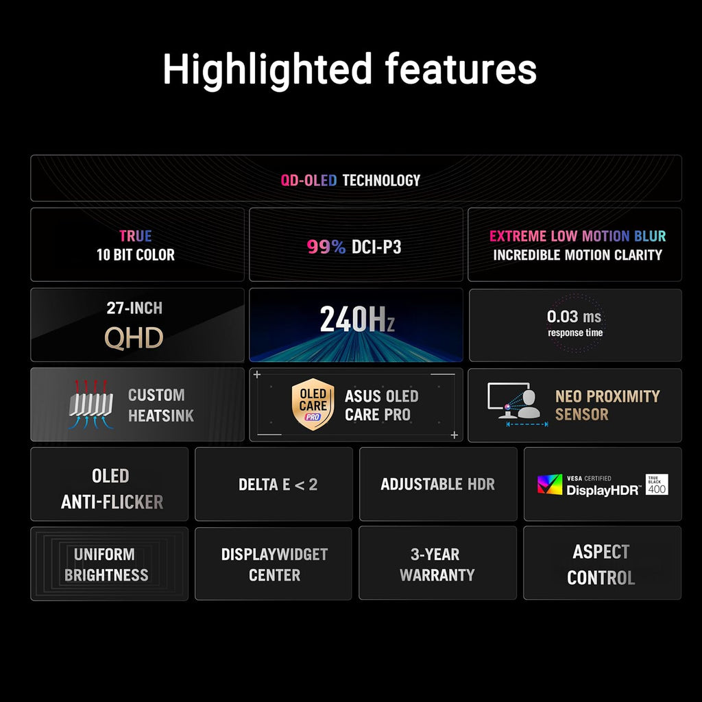 ASUS ROG Strix XG27AQDMES 27 Zoll QHD 240Hz OLED Gaming Monitor QD-OLED