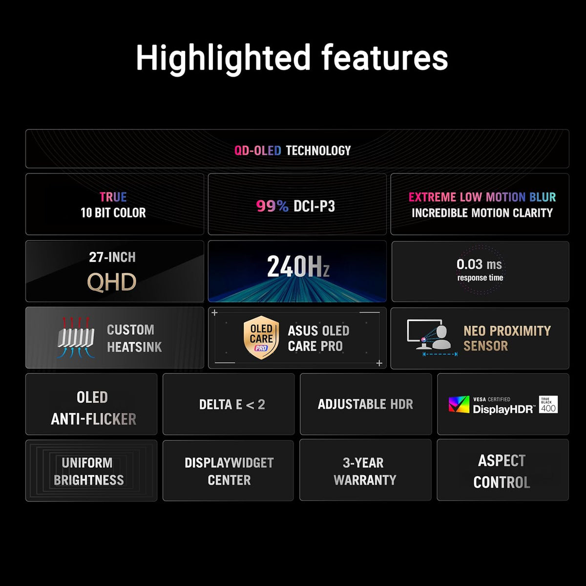 ASUS ROG Strix XG27AQDMES 27 Zoll QHD 240Hz OLED Gaming Monitor QD-OLED