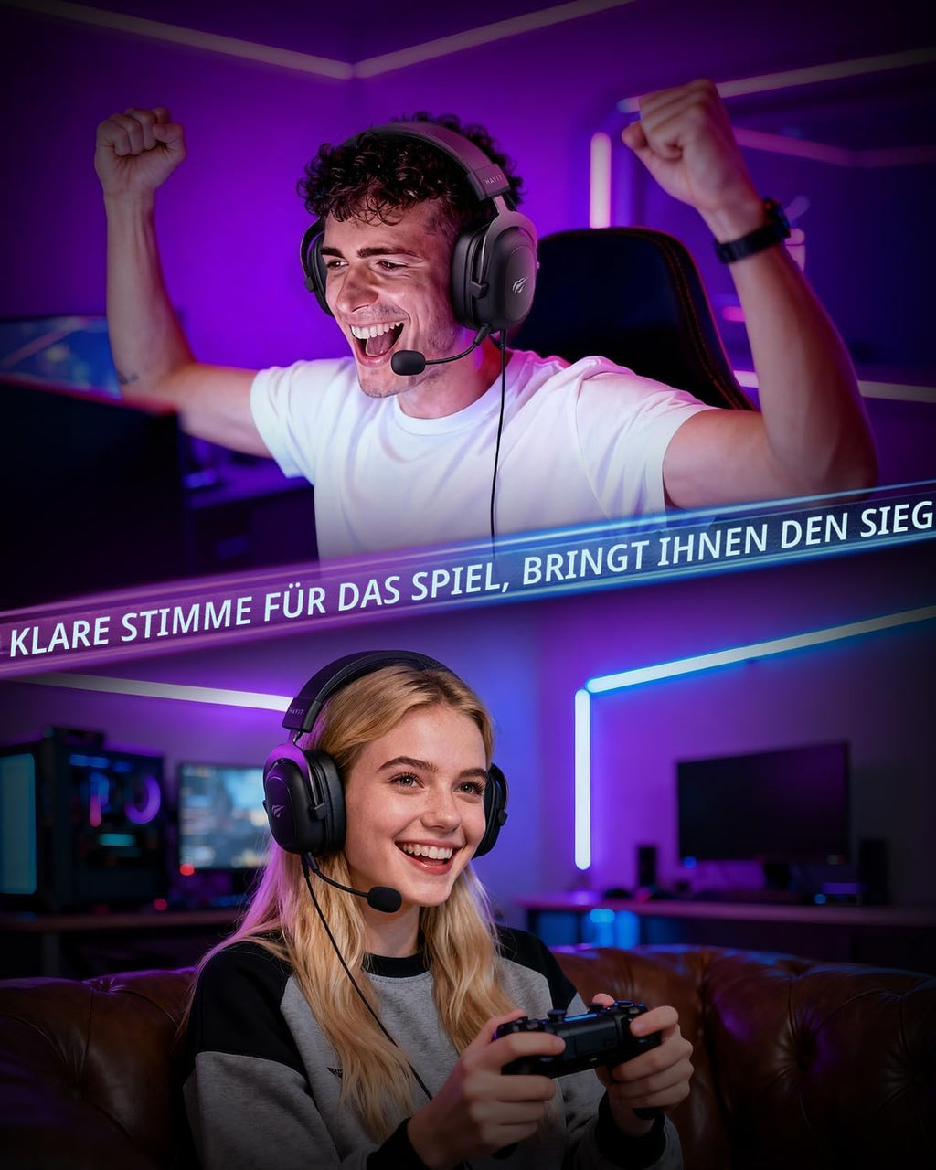 Havit Gaming Headset Mit Mikrofon - Gaming Kopfhörer [3,5Mm Klinke Für PC, Xbox Und Playstation] - Gamer Kopfhörer over Ear [Mit Noise Cancelling] - Metallic Schwarz