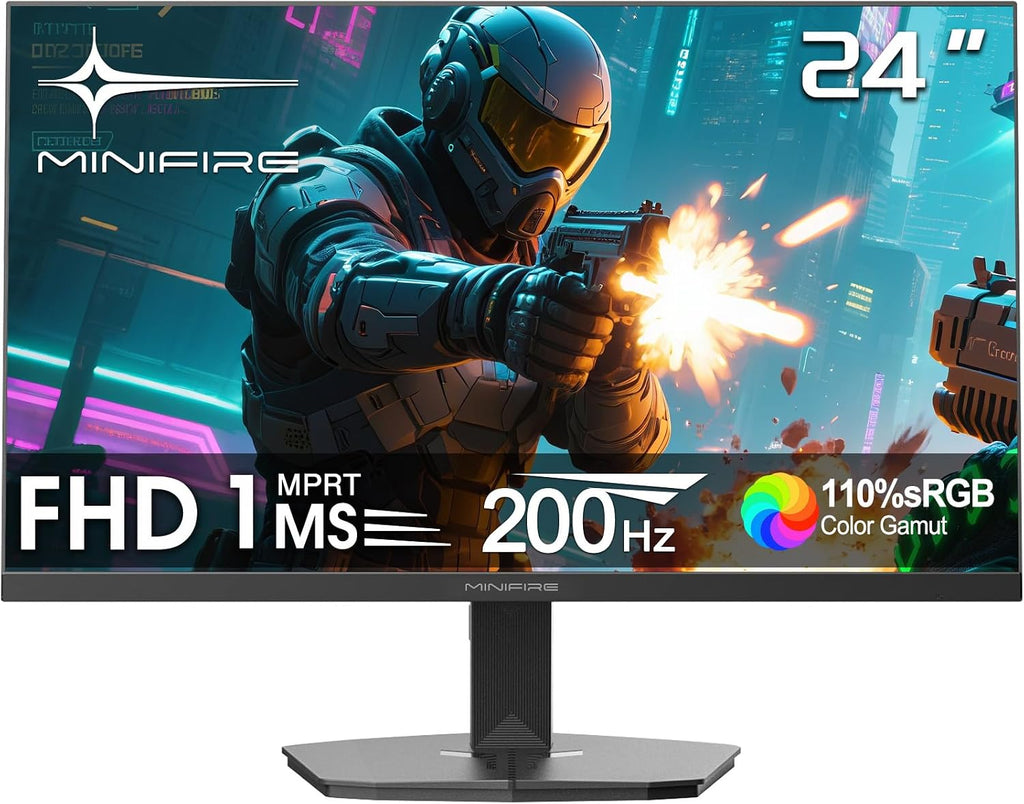 Minifire Gaming Monitor 24 Zoll, 200Hz, Full HD(1920 X 1080,PC Monitor,1Ms