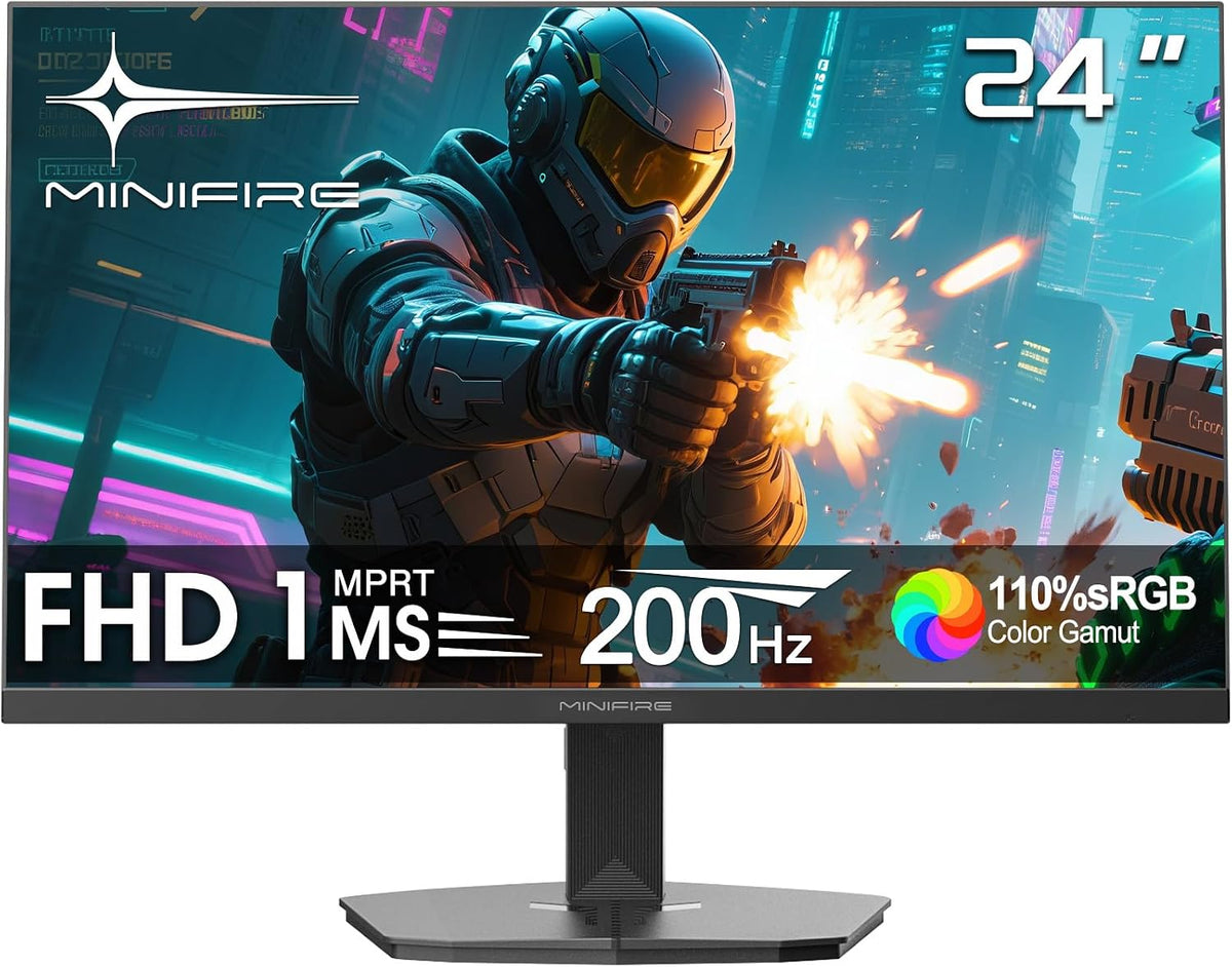 Minifire Gaming Monitor 24 Zoll, 200Hz, Full HD(1920 X 1080,PC Monitor,1Ms