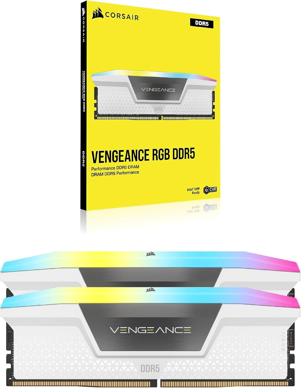 CORSAIR Vengeance RGB DDR5 RAM 32GB (2X16Gb) Bis Zu 6000Mhz CL36 Intel XMP 3.0 Desktop-Arbeitsspeicher – Weiß (CMH32GX5M2E6000C36W)