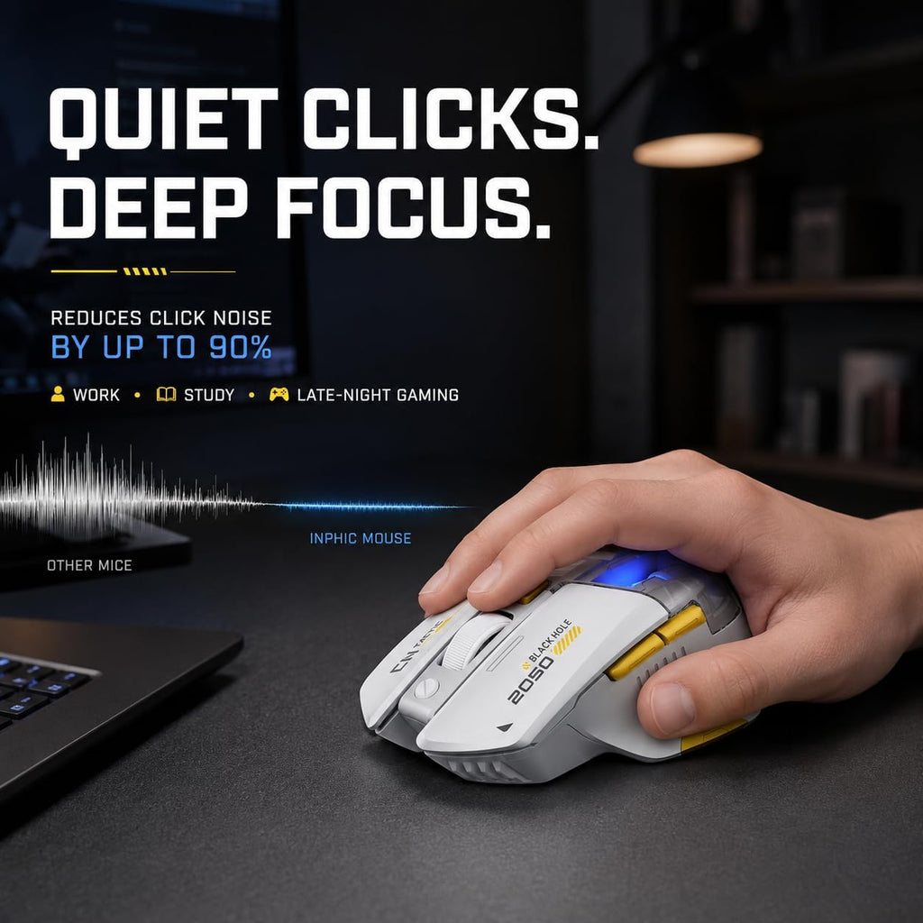 Inphic A9 Explorer V2 Tri‑Modus Kabellose Leise Gaming‑Maus, 12800 DPI