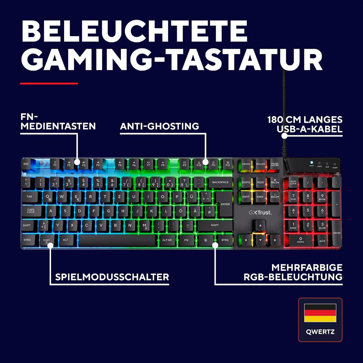 Gxtrust Azor Gaming Tastatur Mit Beleuchtung Deutsches Layout (QWERTZ)
