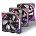 Asiahorse RGB PC Lüfter 120MM Gehäuselüfter [3 Stück] [HDB] 61,5 CFM/2000 RPM/2,16 MMH2O ARGB Lüfter 5V3PIN ARGB Und 12V4PIN PWM Lüfter, 50,000 Stunden Lebensdauer Nyota-A12-Schwarz